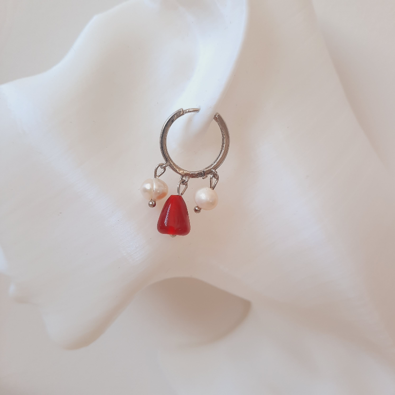 İncili Murano Nar Halka Küpe