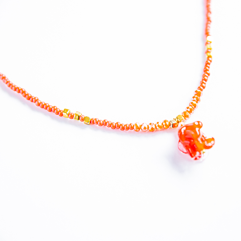 Lale Murano Cam Kolye (sarı , turkuaz ve turuncu renklerde)