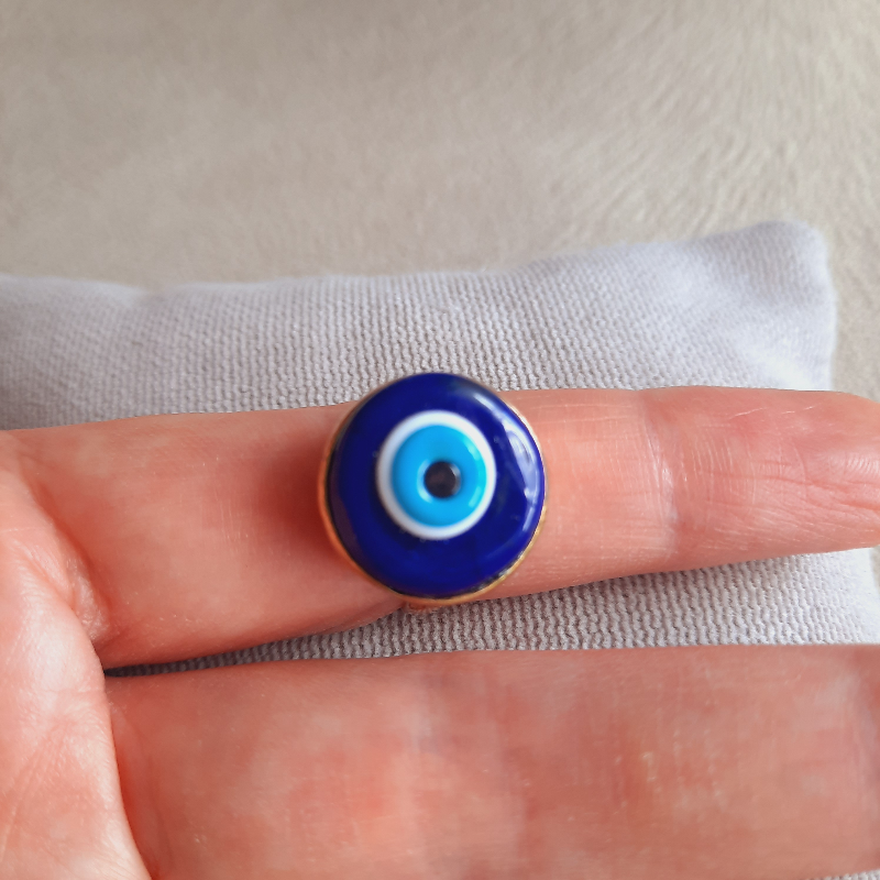 Bronz Nazarlı Murano Cam Yüzük