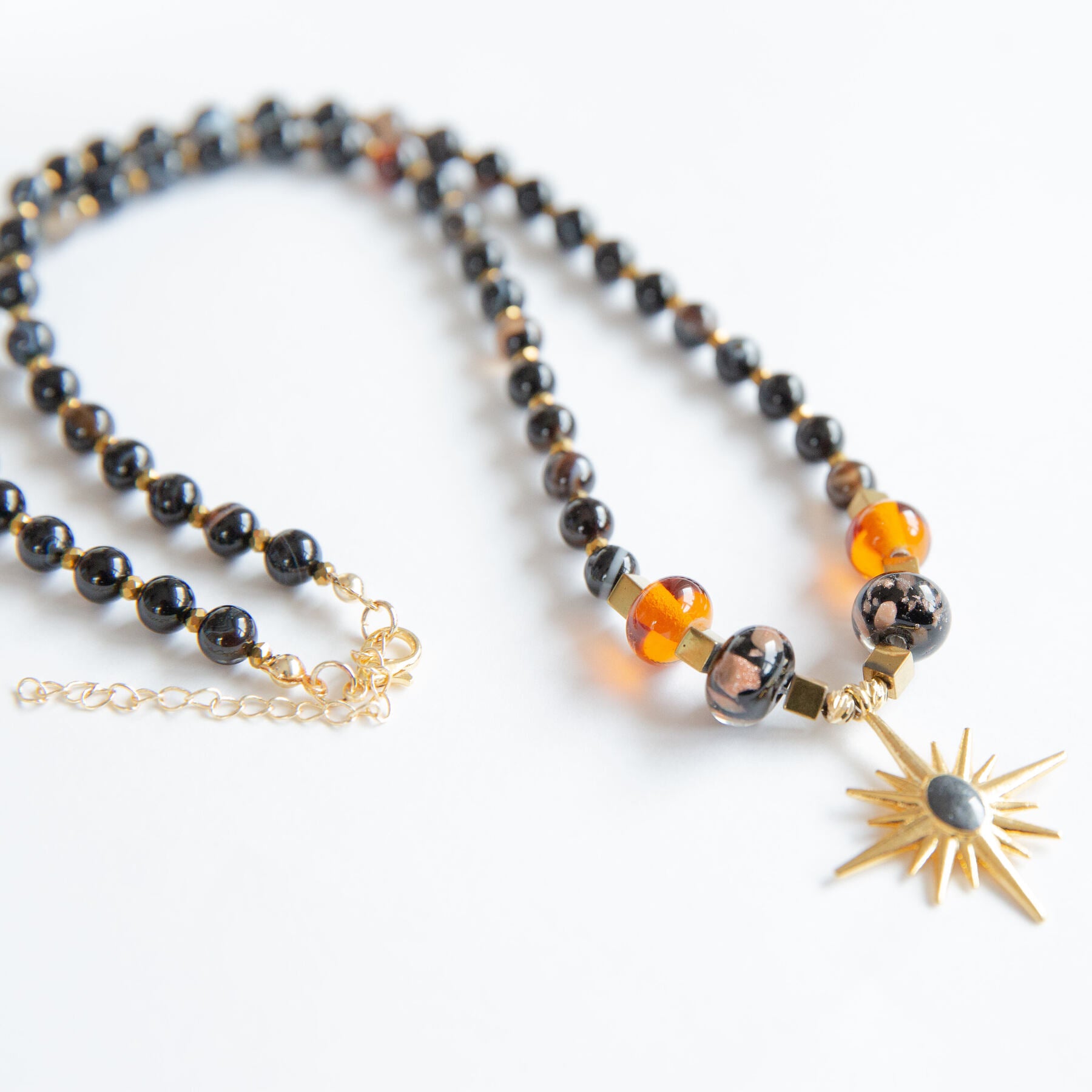 Kutup Yıldızı Murano Boncuklu Doğaltaş Kolye