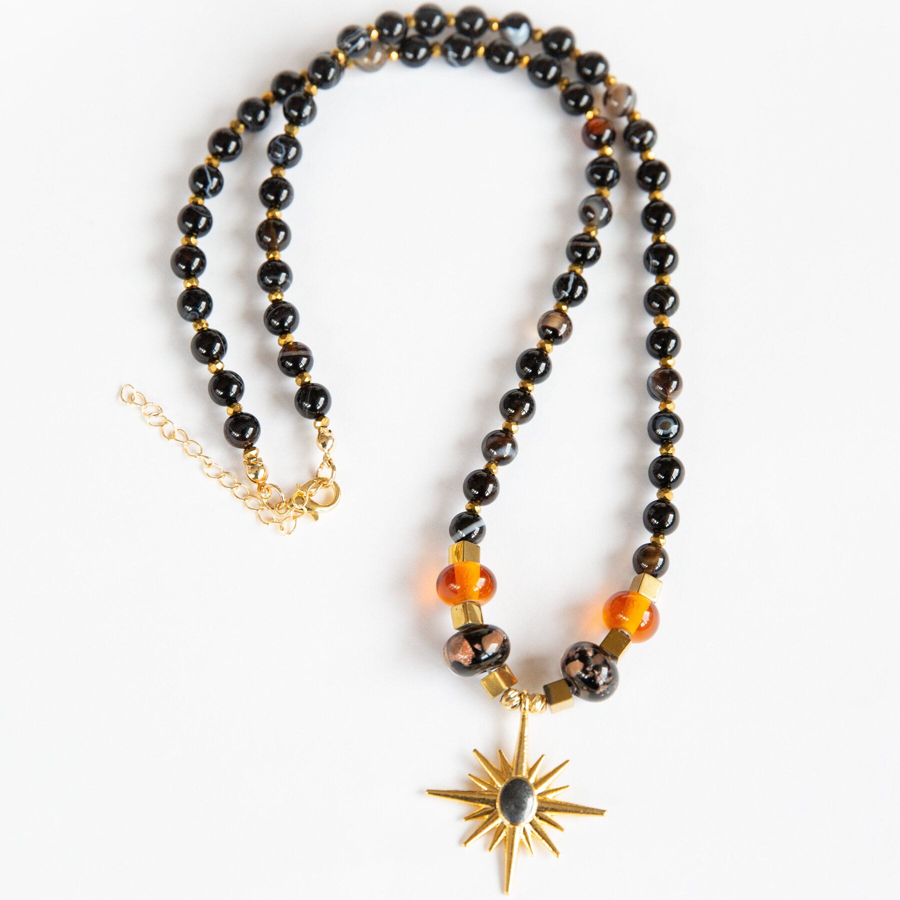 Kutup Yıldızı Murano Boncuklu Doğaltaş Kolye