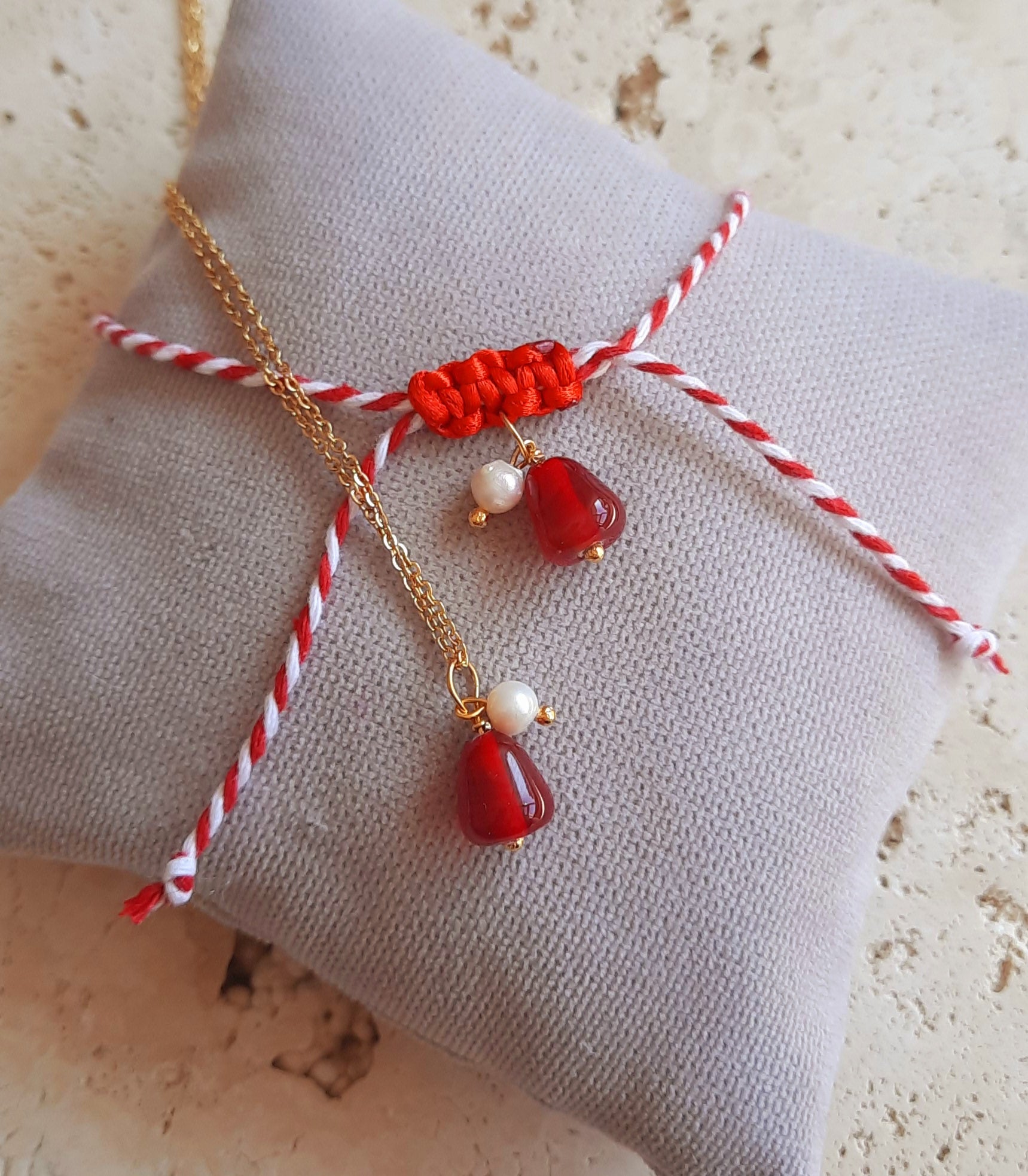 Nar İnci Cam Boncuklu Marteniçka Bileklik Kolye Ucu