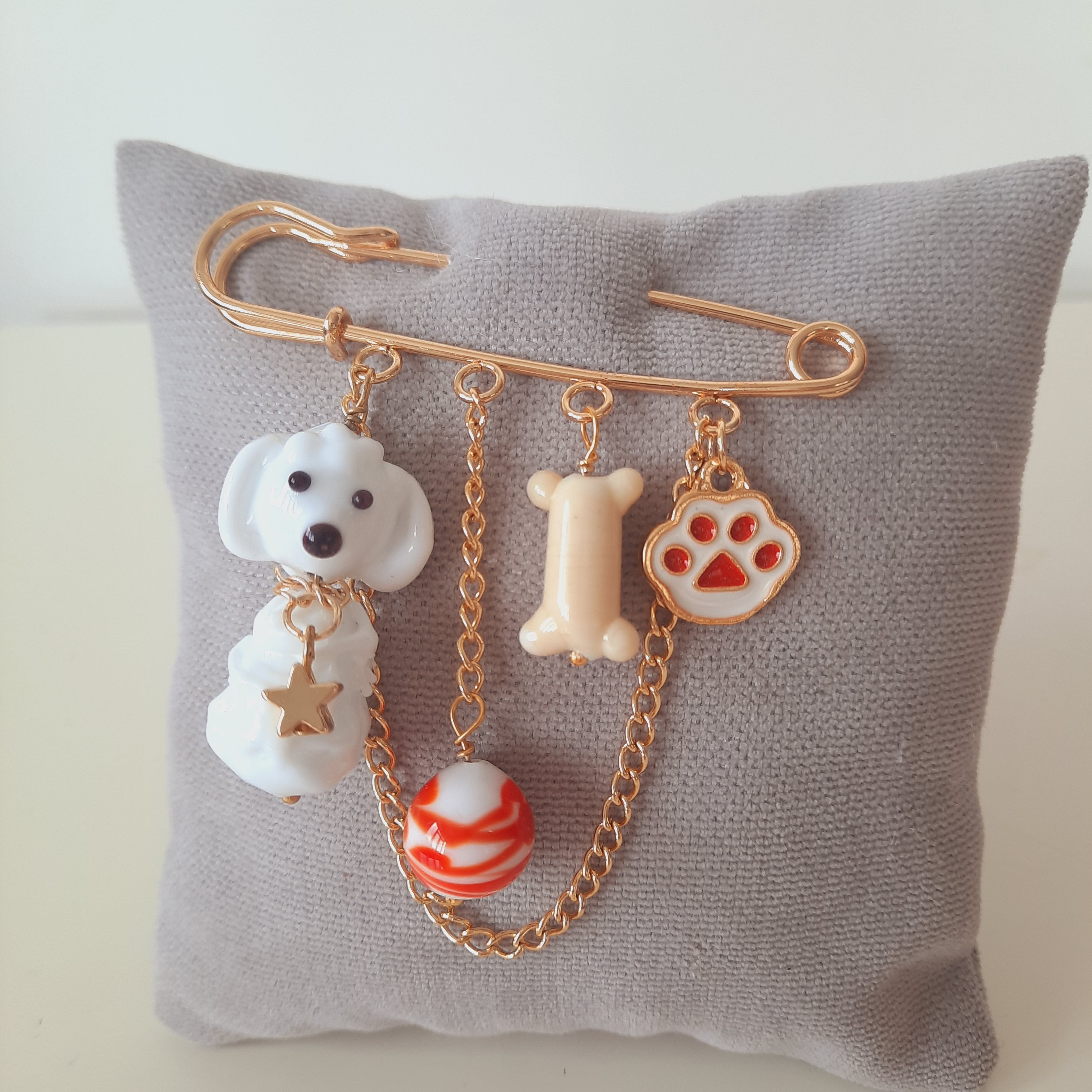 Köpek Murano Cam Boncuk İskoç Yaka İğnesi  Broş