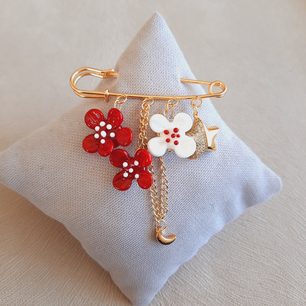 Cumhuriyet 100. Yıl Özel Tasarım  Murano Broş İskoç İğnesi