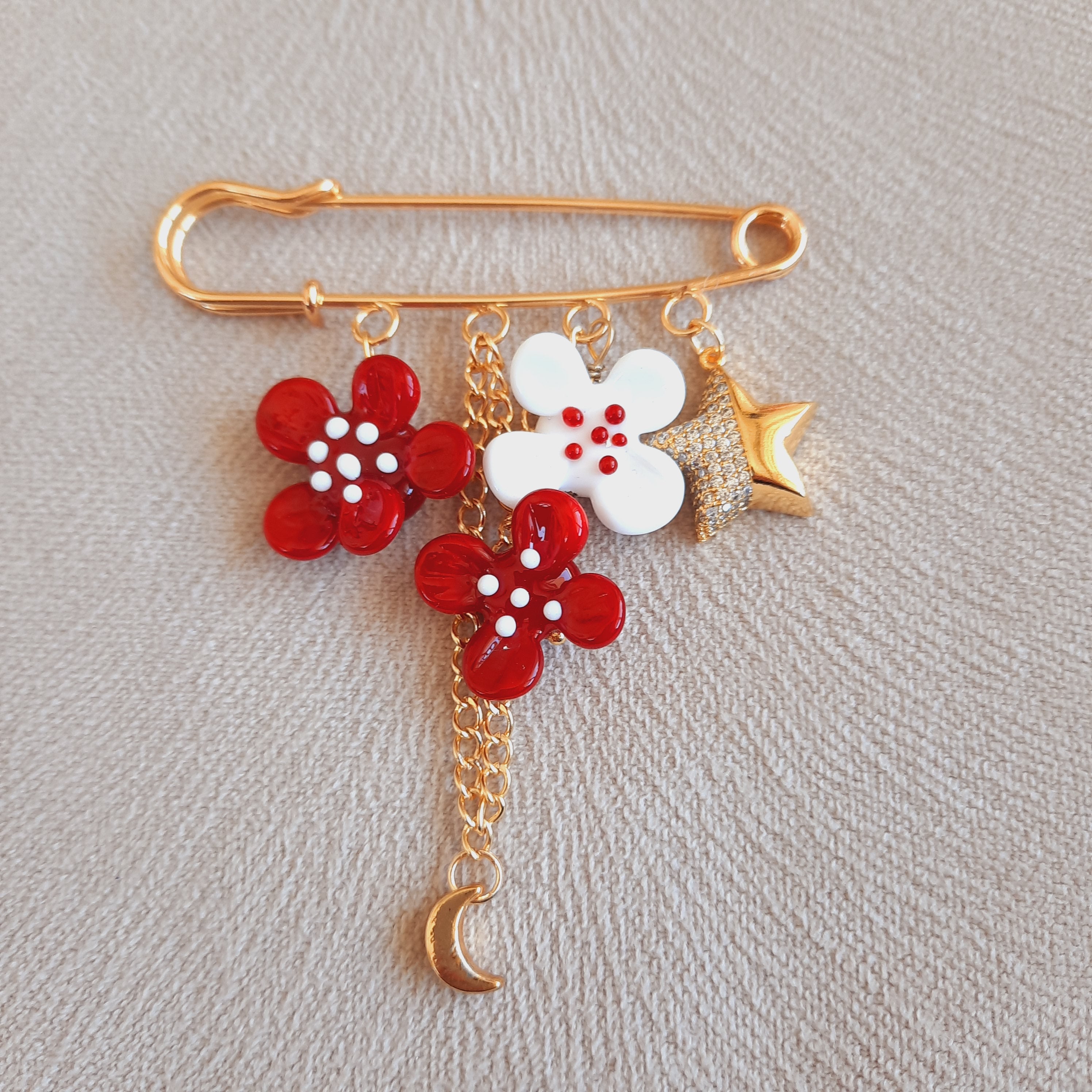 Cumhuriyet 100. Yıl Özel Tasarım  Murano Broş İskoç İğnesi