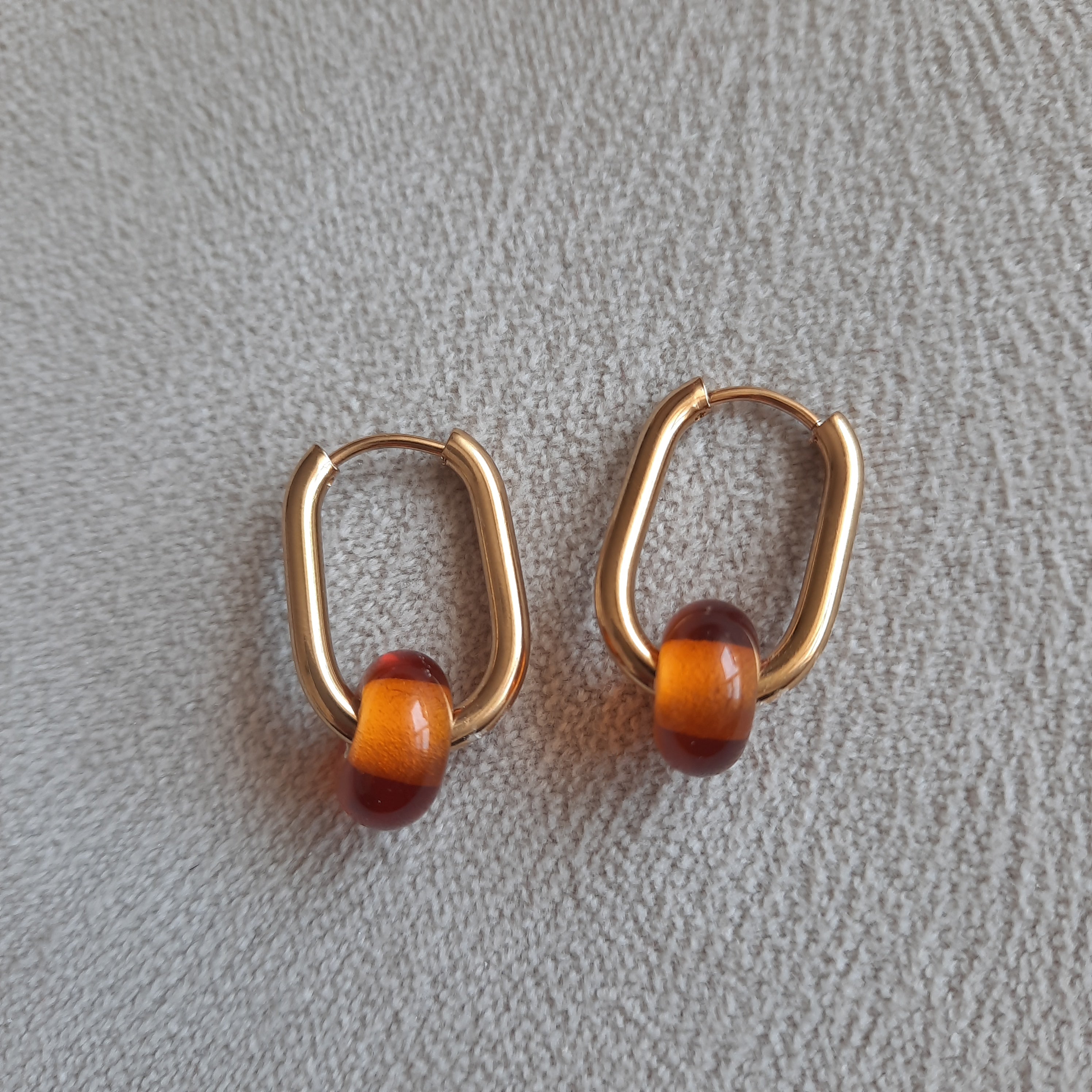 Dikdörtgen Şeffaf Boncuklu Halka Küpe