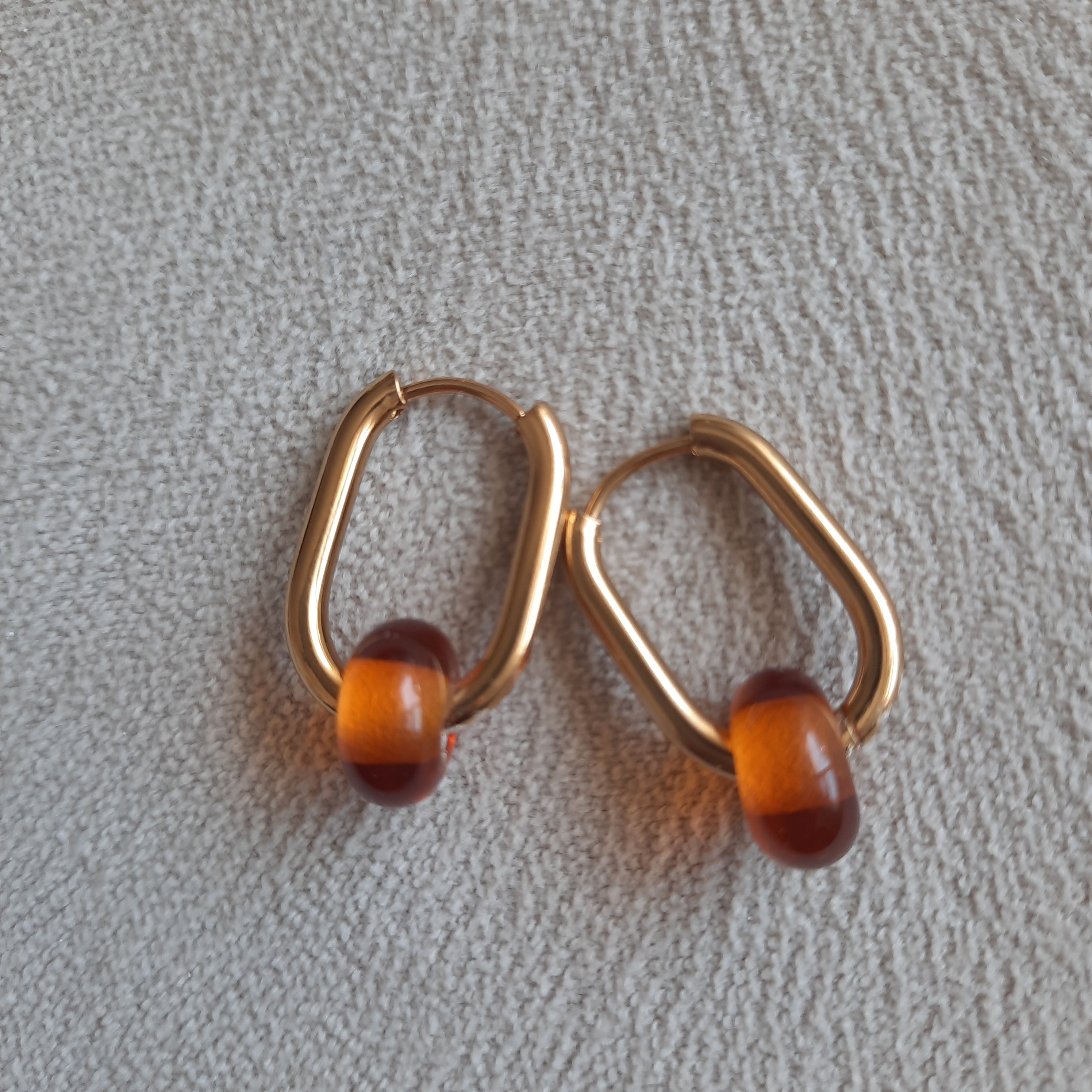 Dikdörtgen Şeffaf Boncuklu Halka Küpe