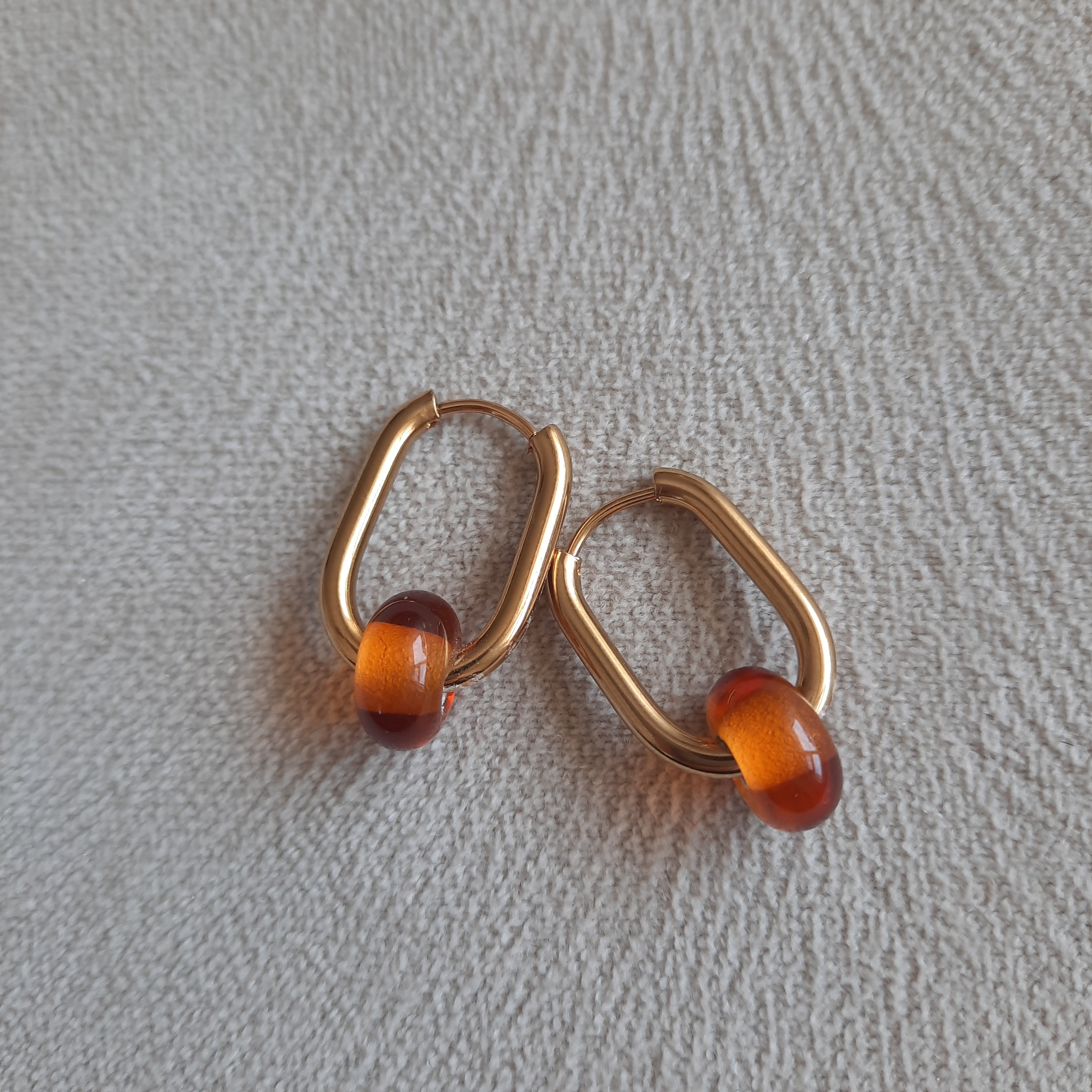 Dikdörtgen Şeffaf Boncuklu Halka Küpe