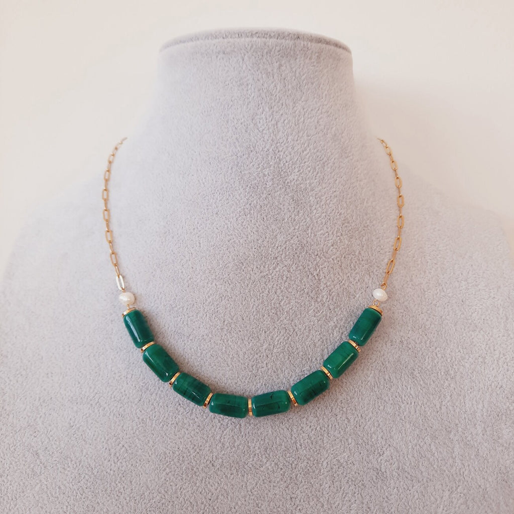 Yeşil İncili Murano Boncuklu Kolye Küpe Seti