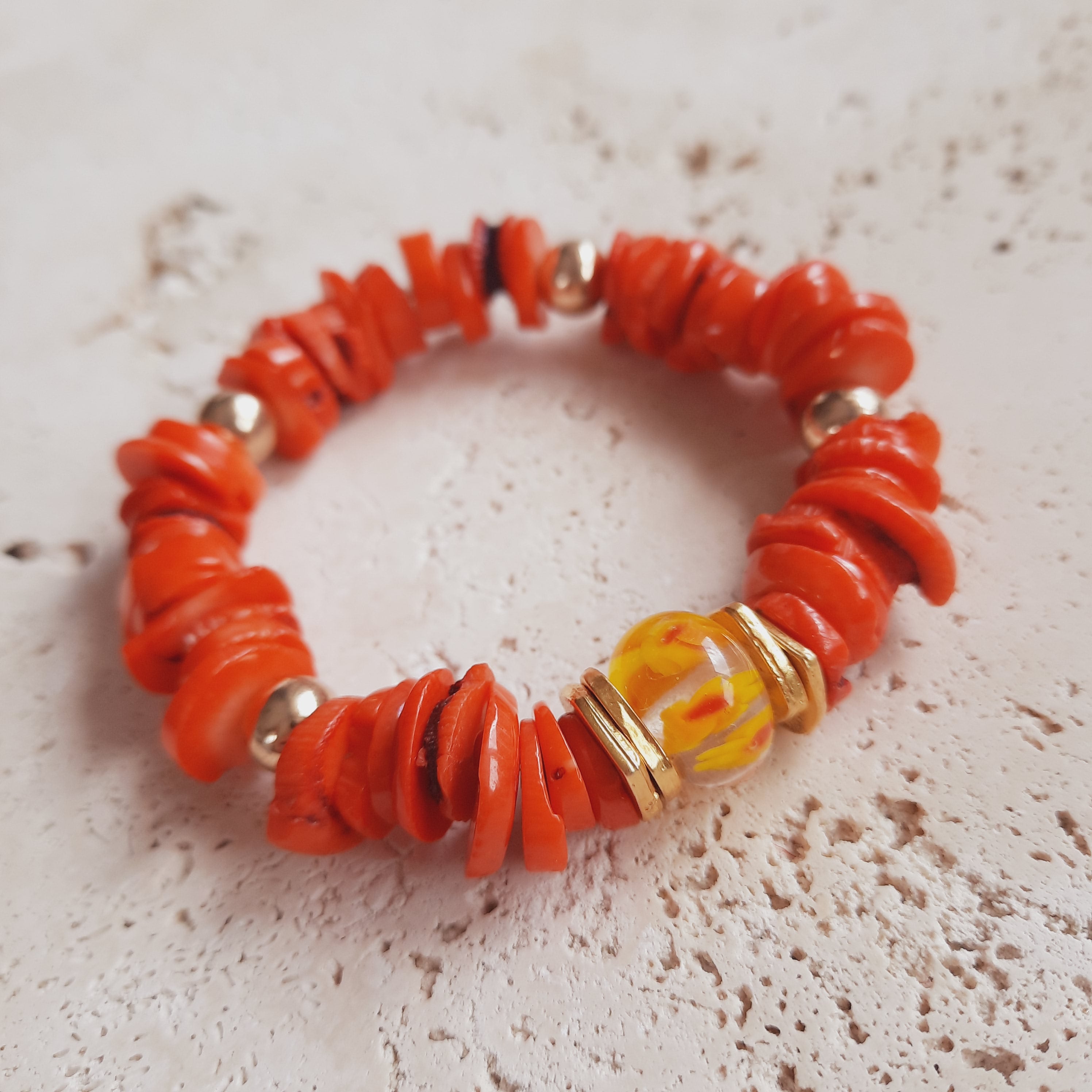 Murano Boncuklu Özel Tasarım Mercan Bileklik