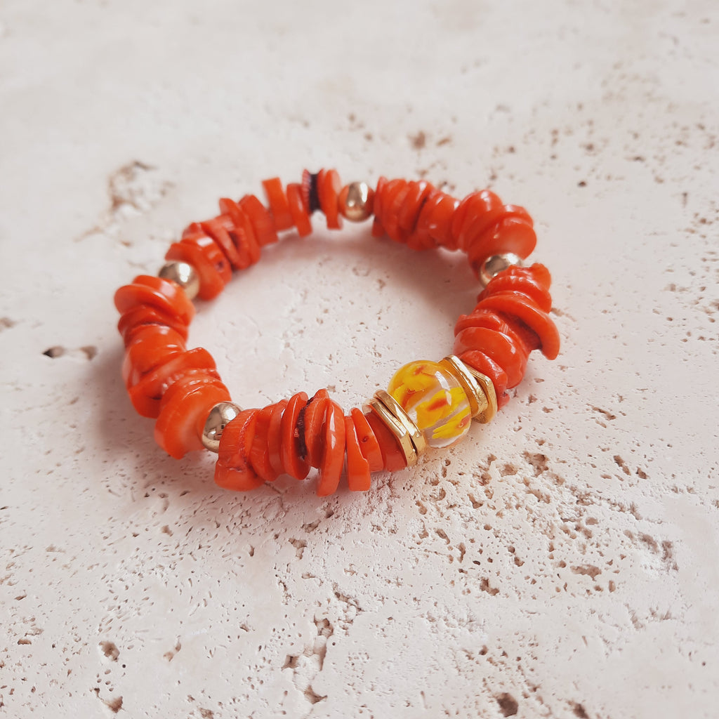 Murano Boncuklu Özel Tasarım Mercan Bileklik