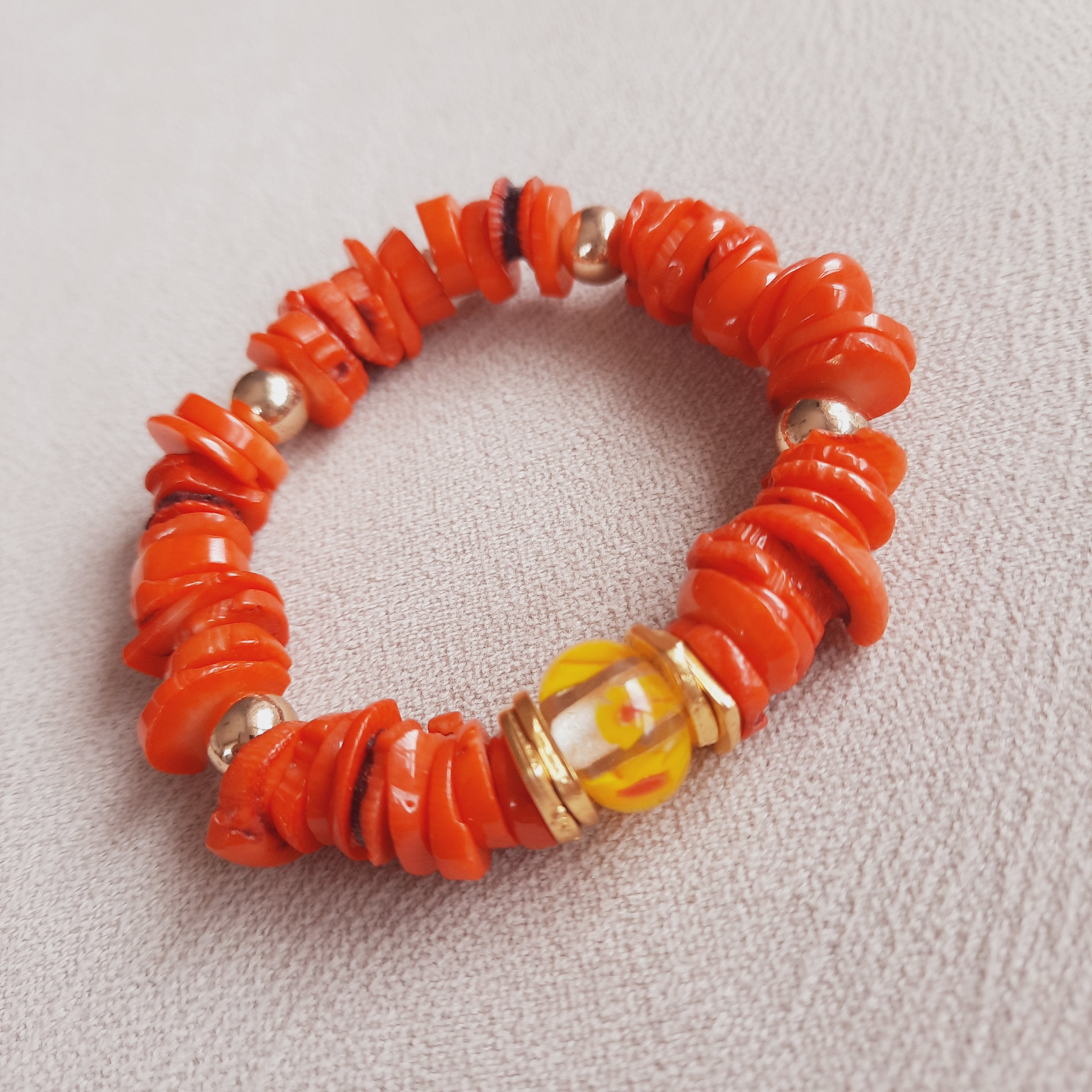 Murano Boncuklu Özel Tasarım Mercan Bileklik