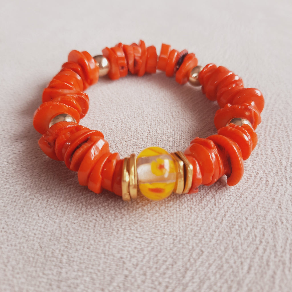 Murano Boncuklu Özel Tasarım Mercan Bileklik