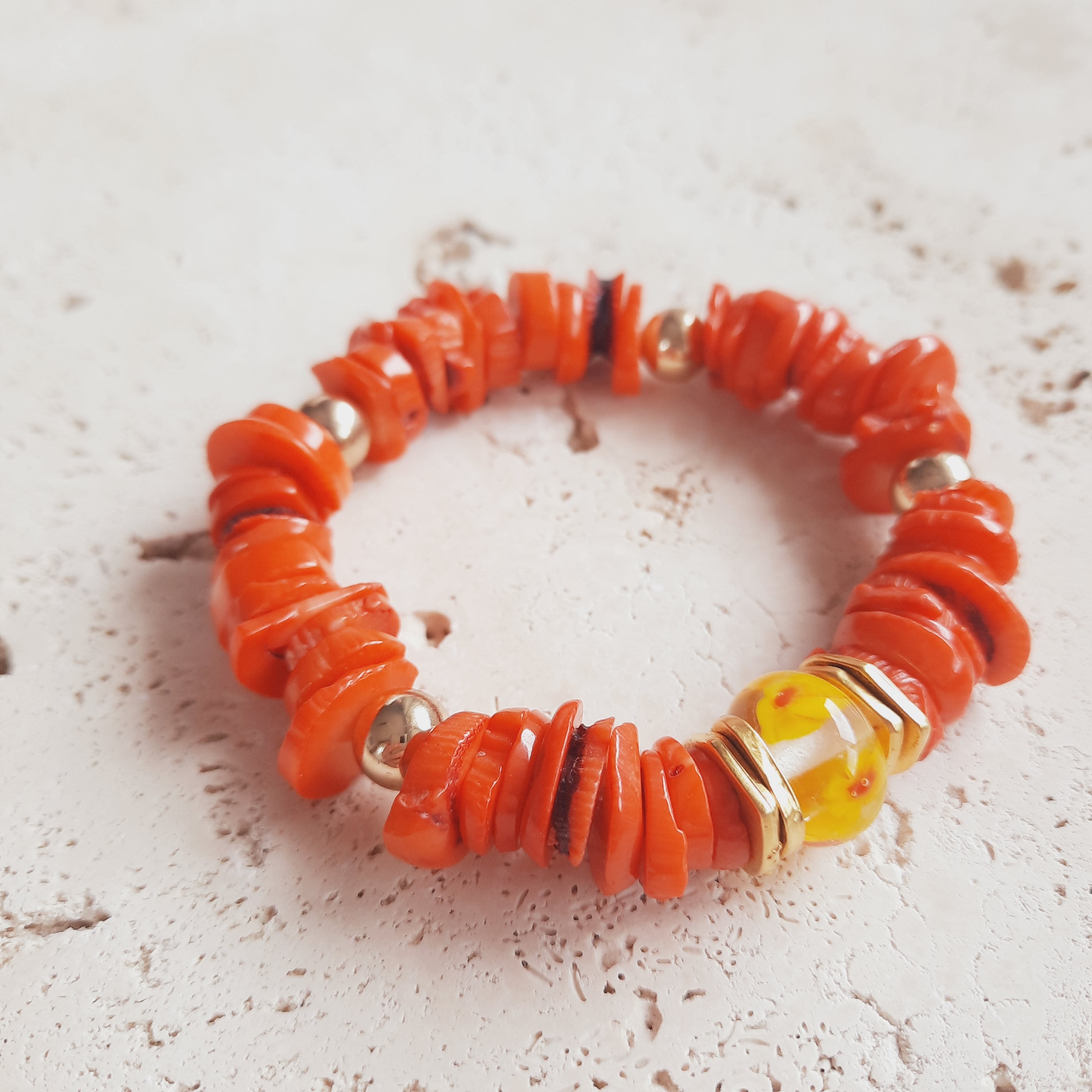 Murano Boncuklu Özel Tasarım Mercan Bileklik