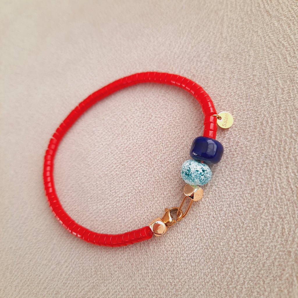 Mercan Doğal Taş Murano Özel Tasarım Bileklik