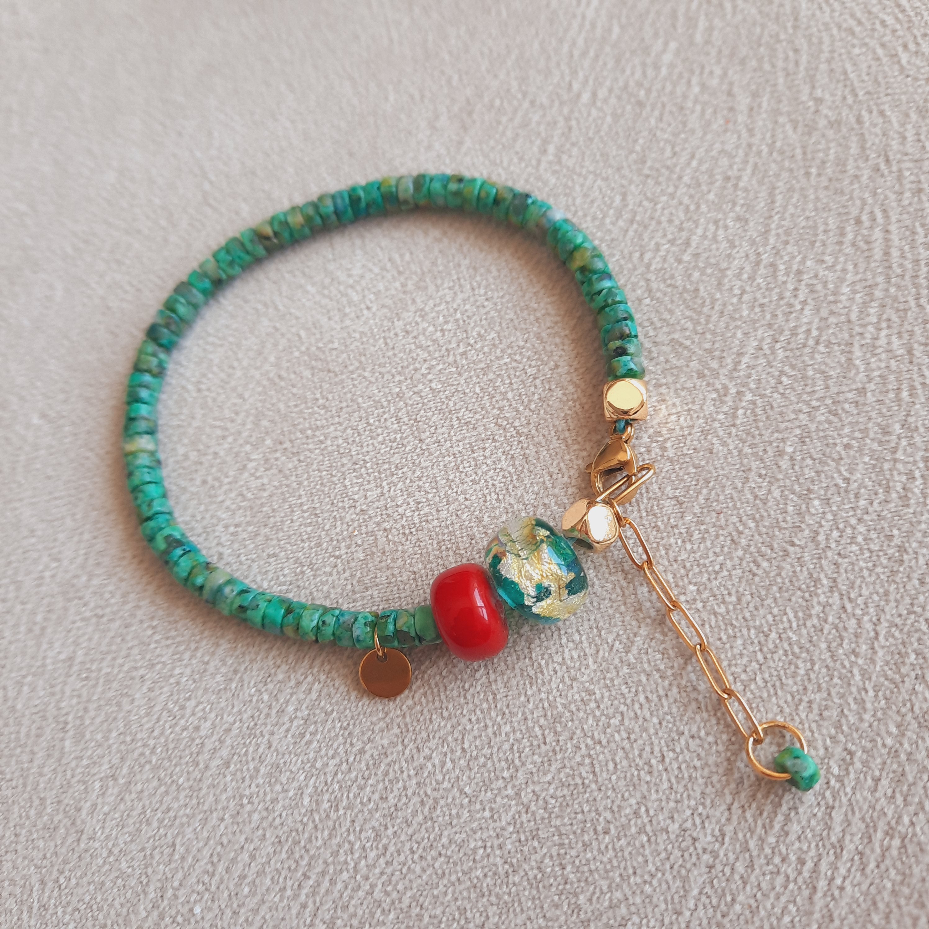 Turkuaz Doğal Taş Murano Özel Tasarım Bileklik