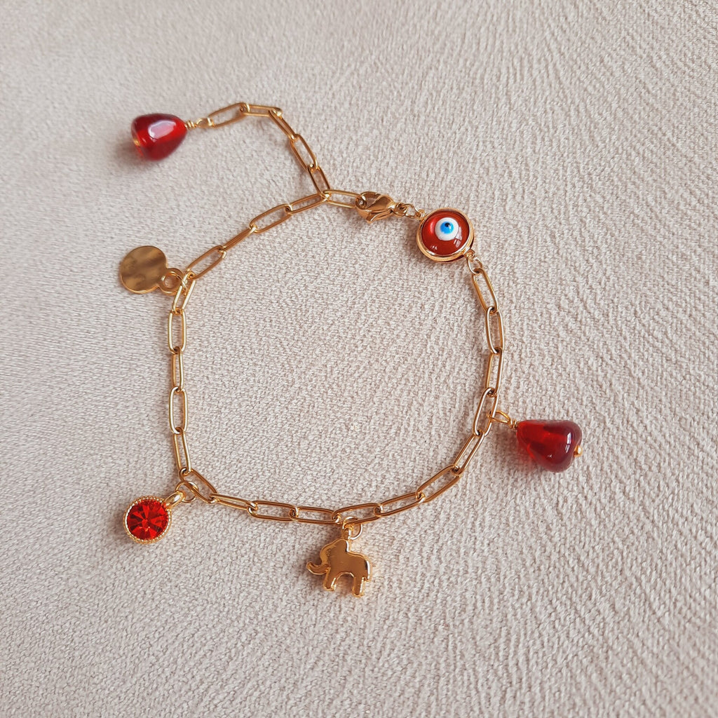 Nazar Fil Nar Charm Paslanmaz Çelik Bileklik / Halhal