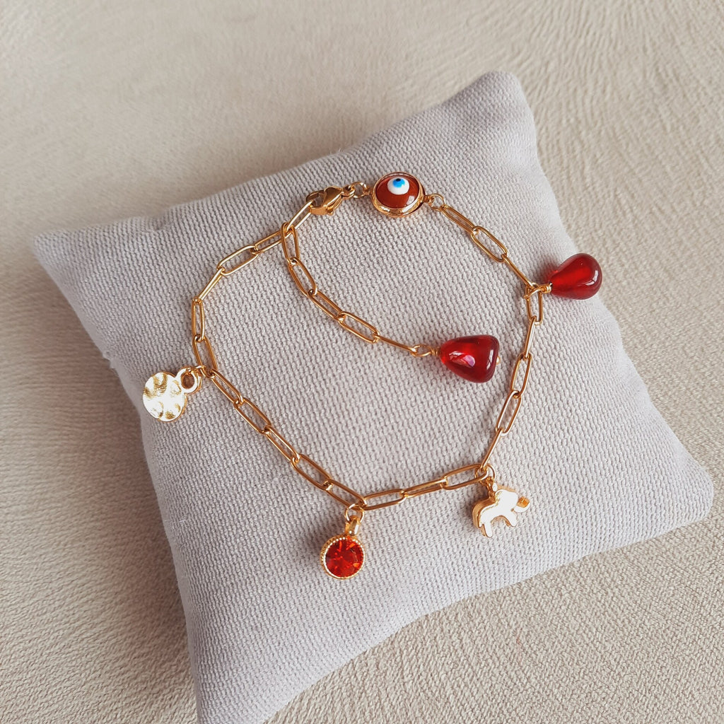 Nazar Fil Nar Charm Paslanmaz Çelik Bileklik / Halhal