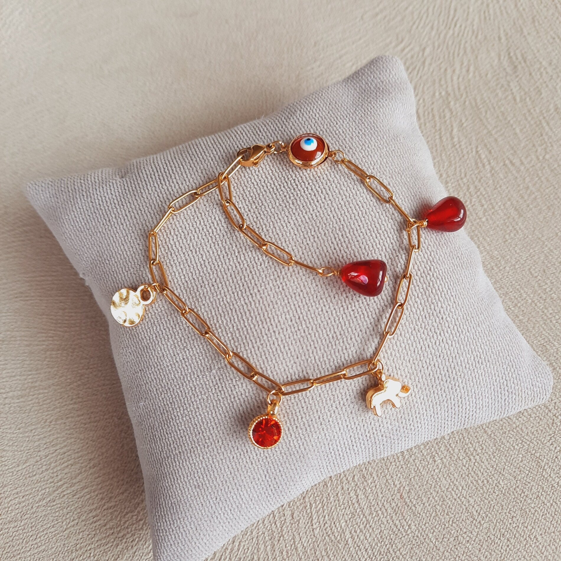 Nazar Fil Nar Charm Paslanmaz Çelik Bileklik / Halhal