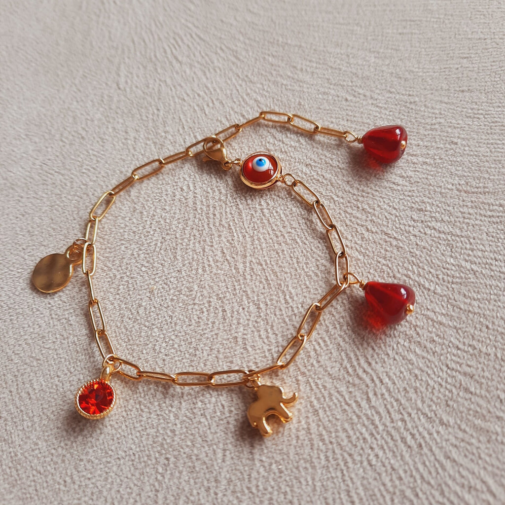 Nazar Fil Nar Charm Paslanmaz Çelik Bileklik / Halhal