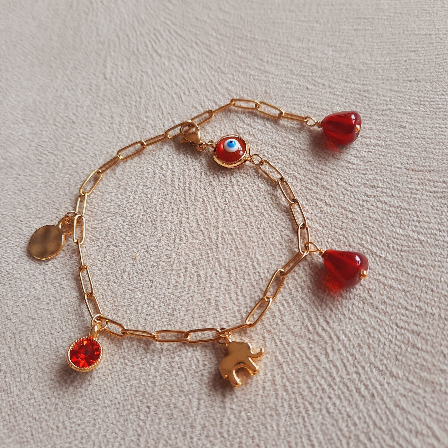 Nazar Fil Nar Charm Paslanmaz Çelik Bileklik / Halhal