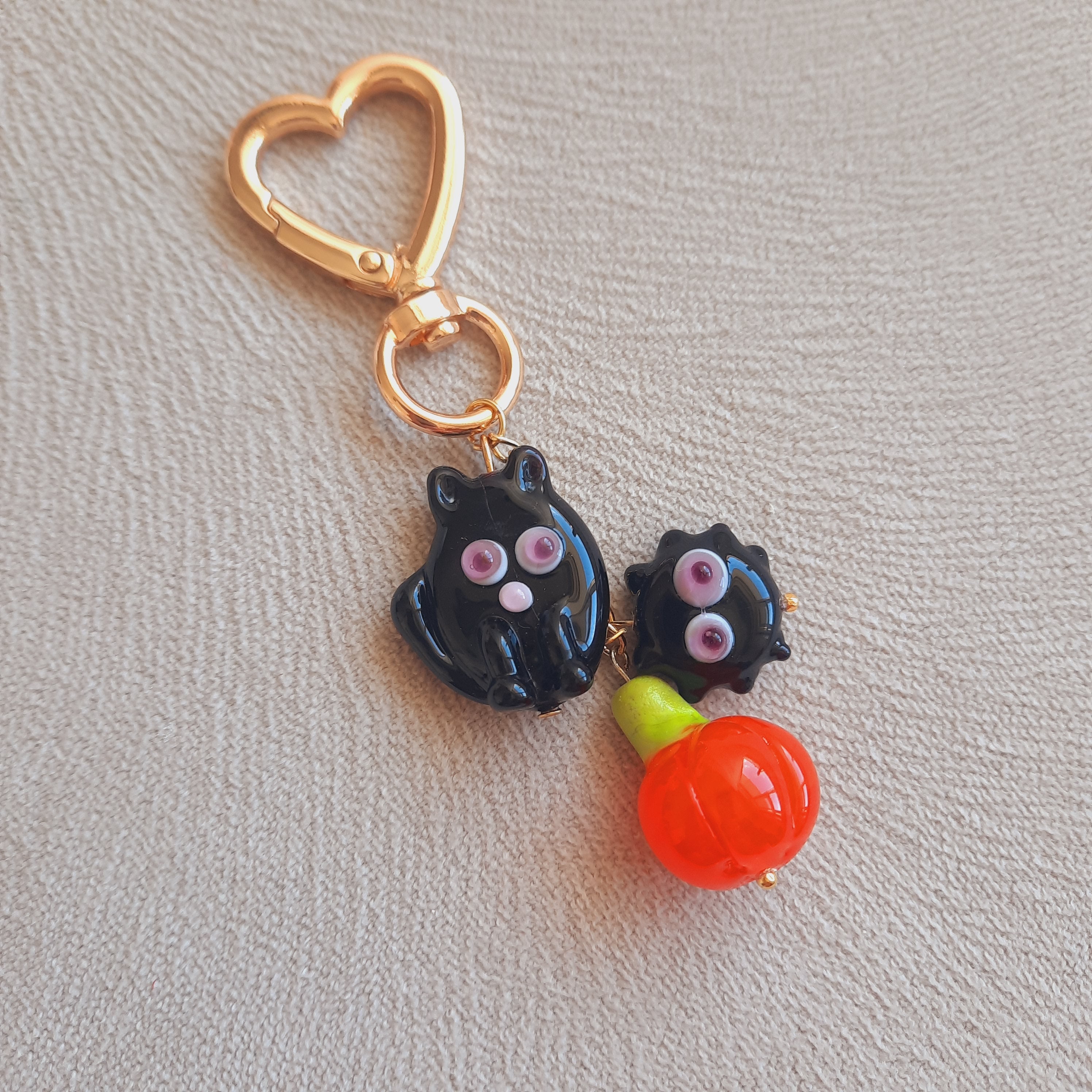 Cadılar Bayramı Kedi Kabak Örümcek Anahtarlık / Çanta Süsü