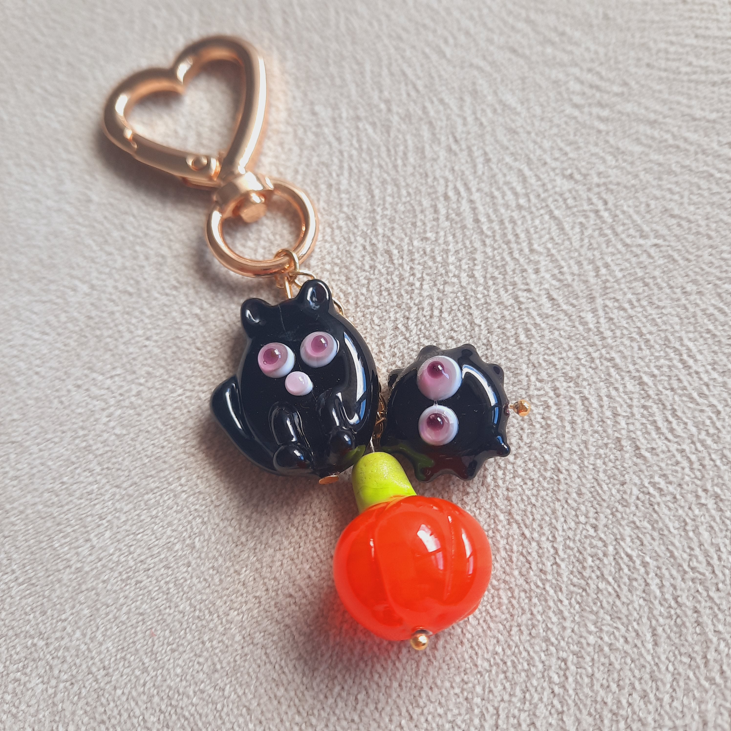 Cadılar Bayramı Kedi Kabak Örümcek Anahtarlık / Çanta Süsü