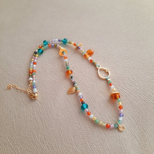 Gökkuşağı Zirkonyum Murano Özel Tasarım Kolye