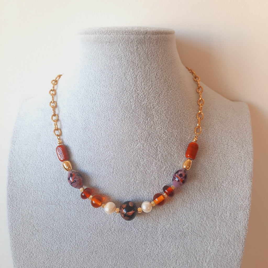 Candy Cam Boncuk Özel Tasarım Paslanmaz Çelik Kolye