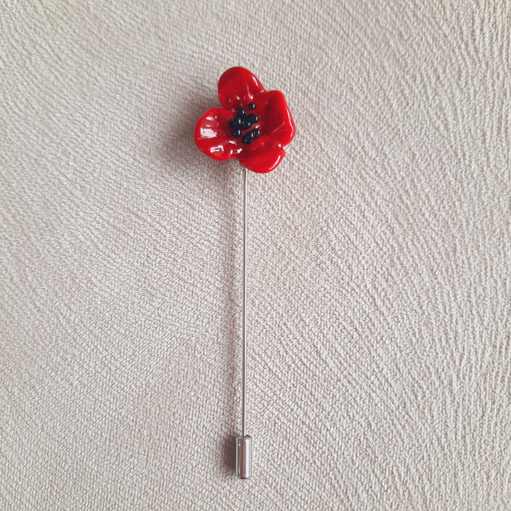 Kırmızı Gelincik Yaka İğnesi Broş