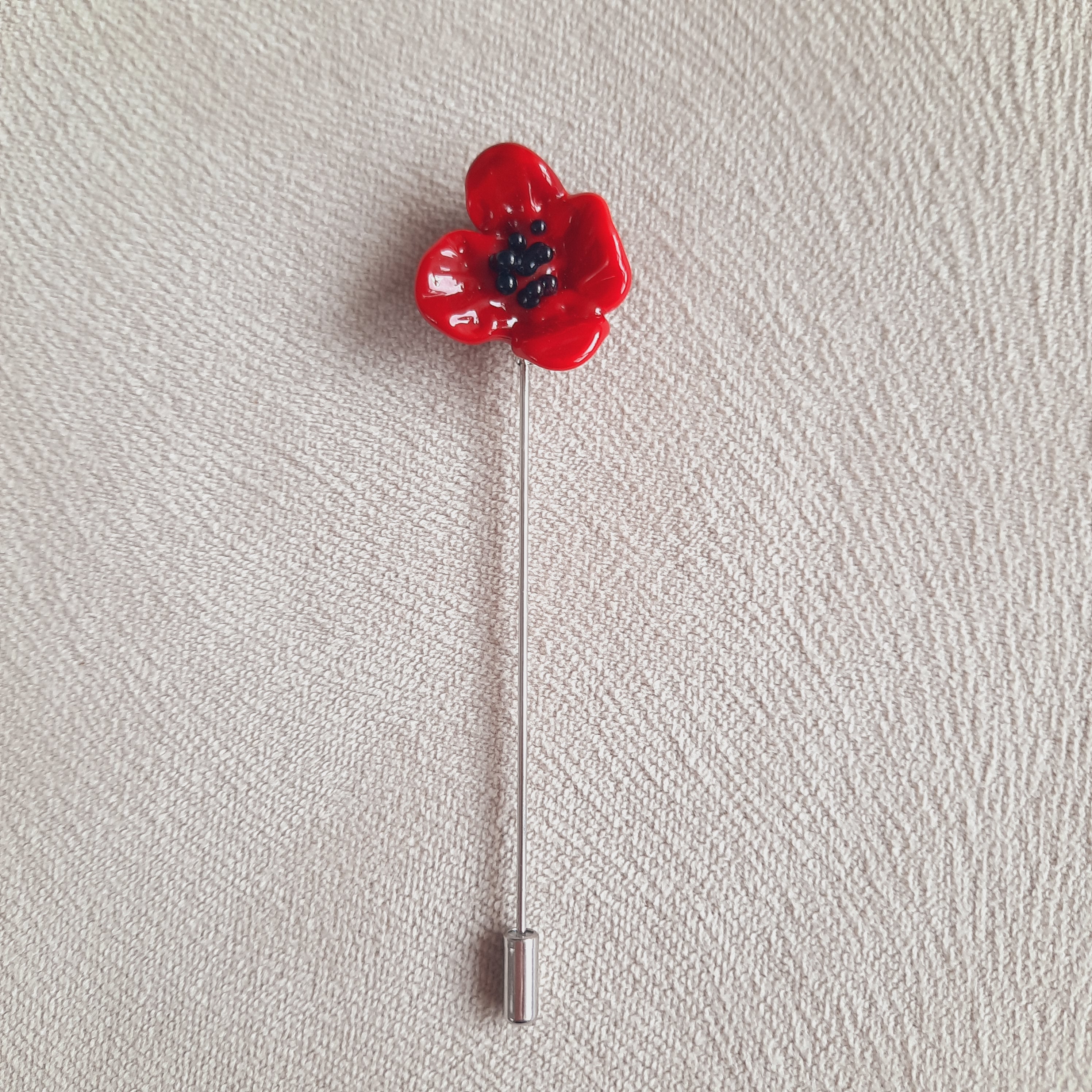 Kırmızı Gelincik Yaka İğnesi Broş