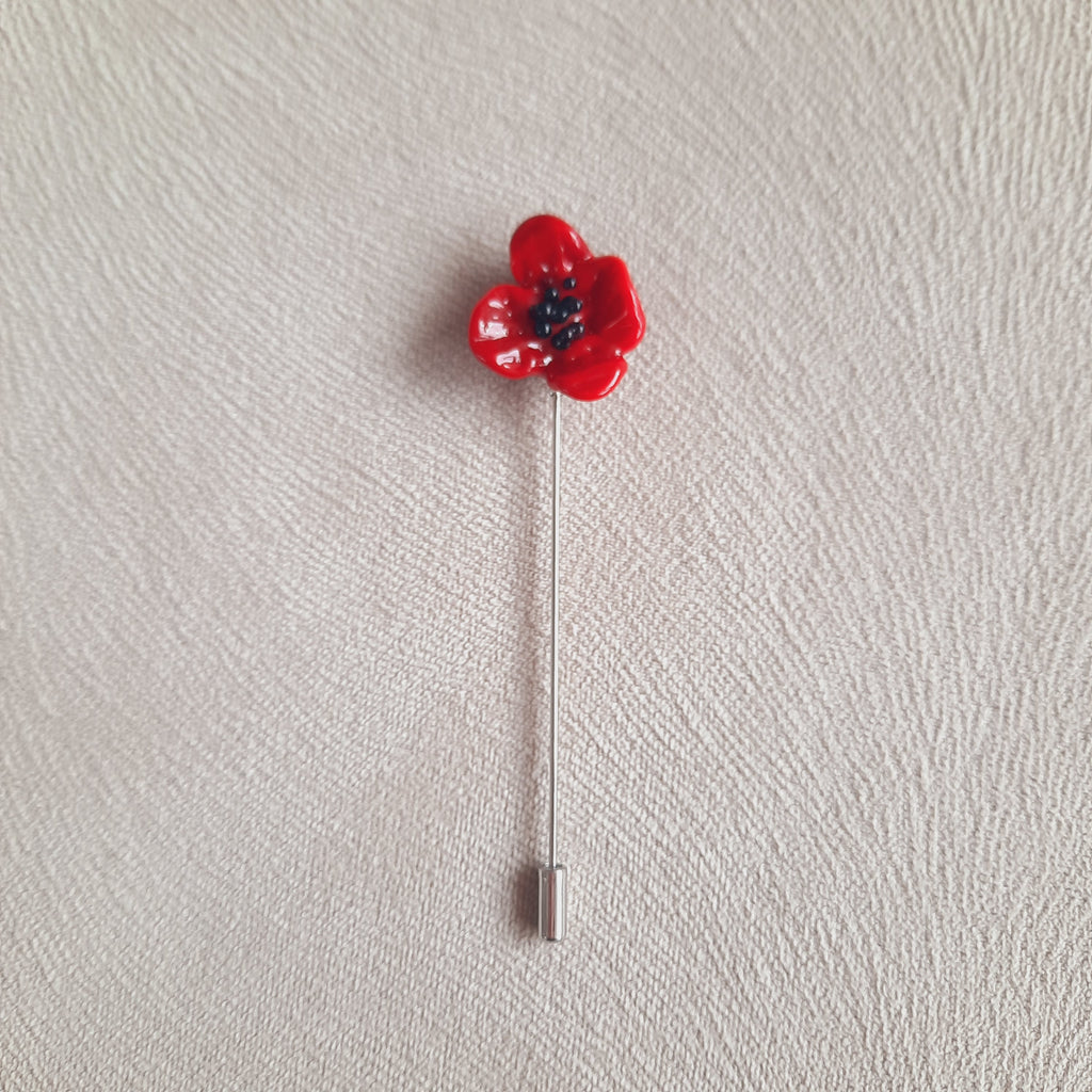 Kırmızı Gelincik Yaka İğnesi Broş