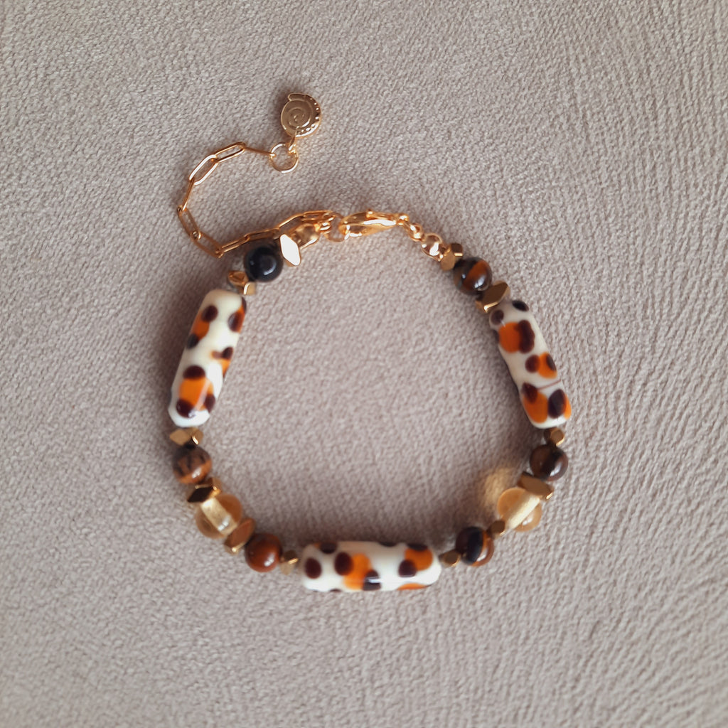 Leopar El Yapımı Murano Boncuklu Bileklik