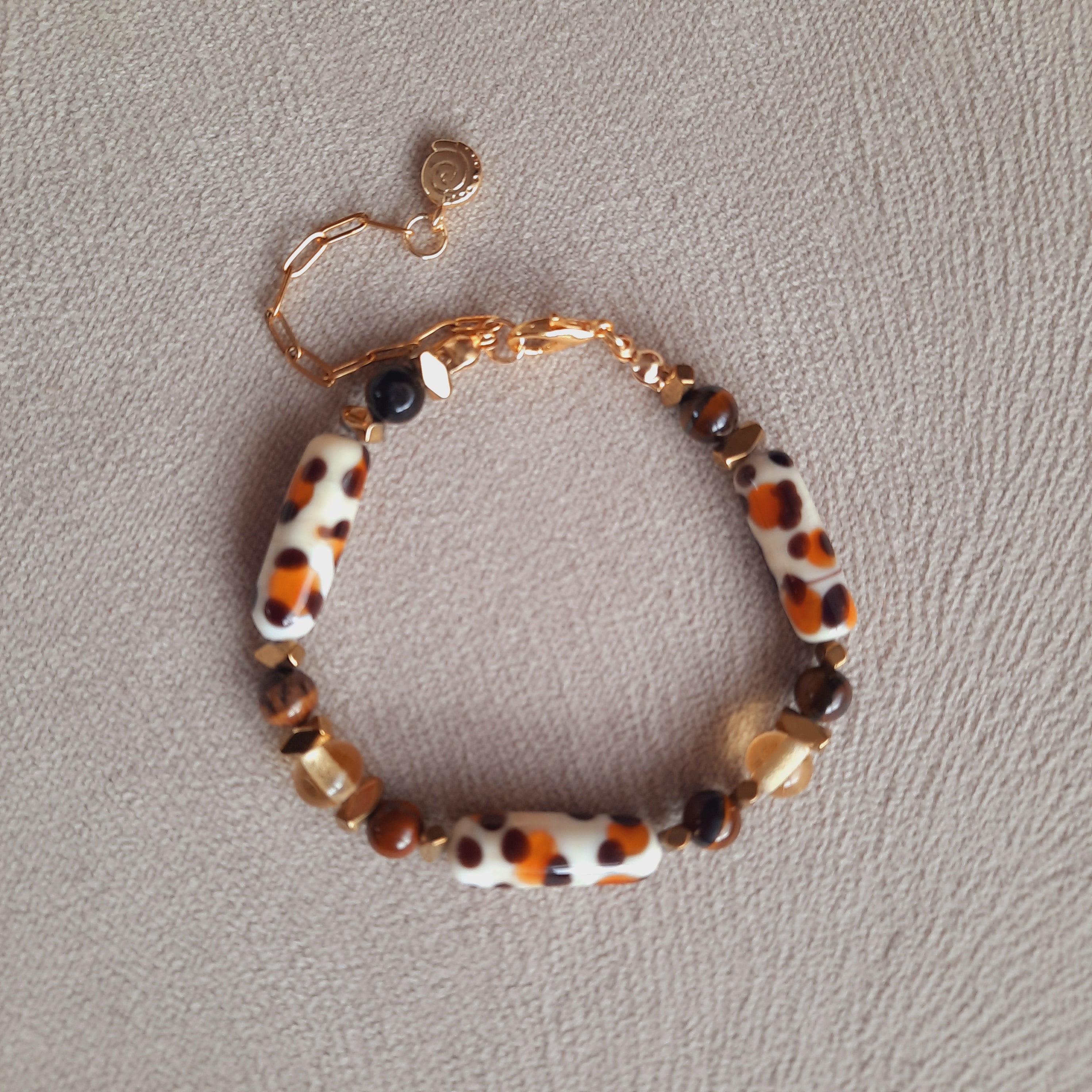 Leopar El Yapımı Murano Boncuklu Bileklik