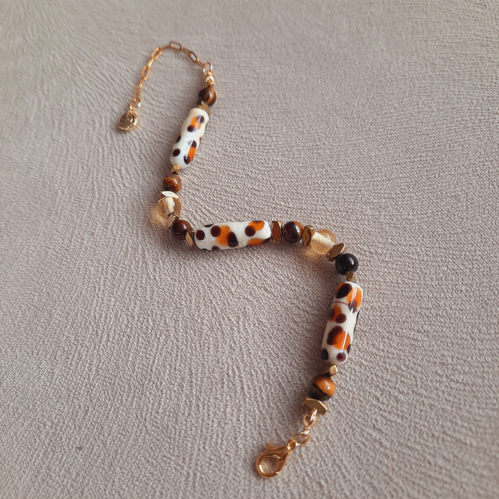 Leopar El Yapımı Murano Boncuklu Bileklik