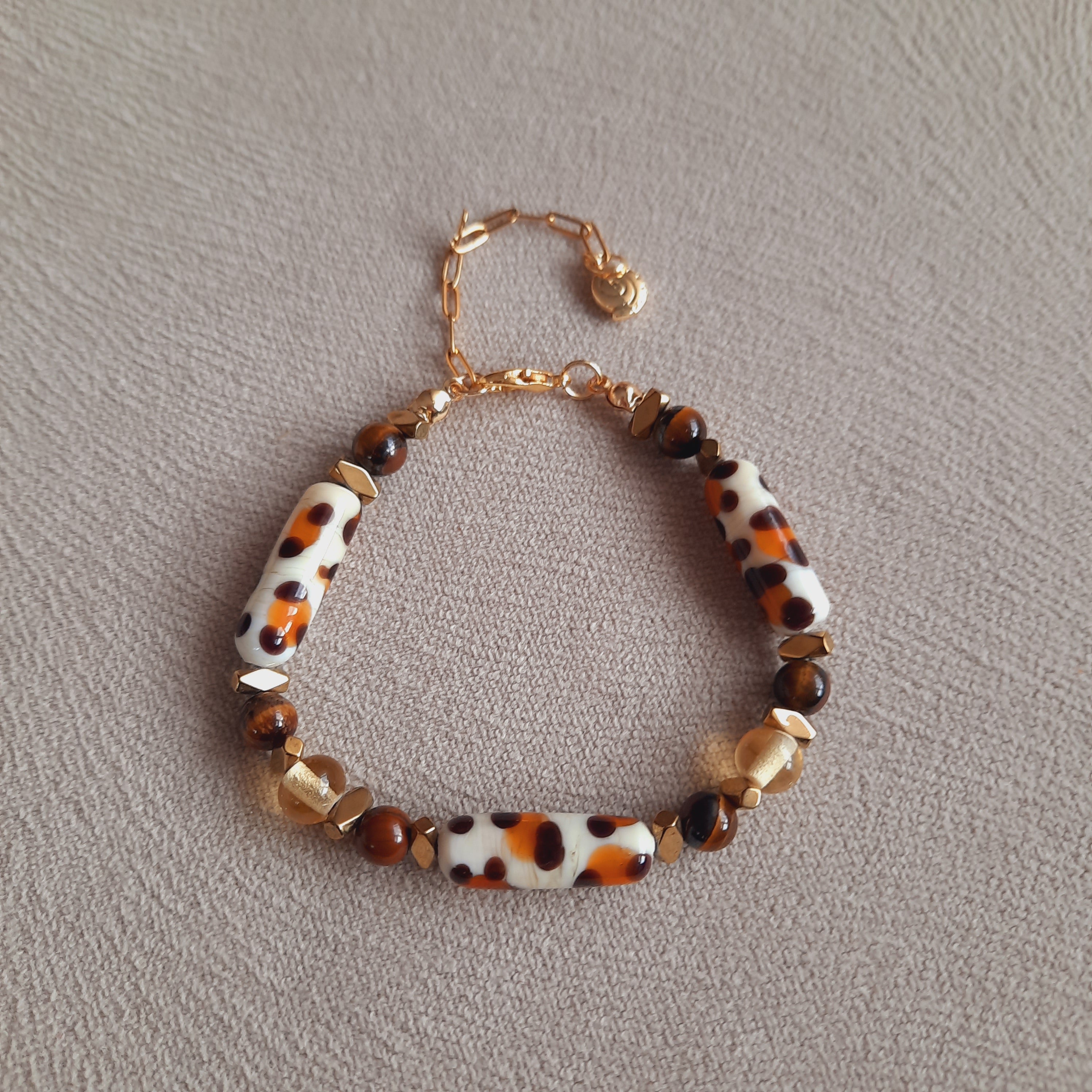 Leopar El Yapımı Murano Boncuklu Bileklik