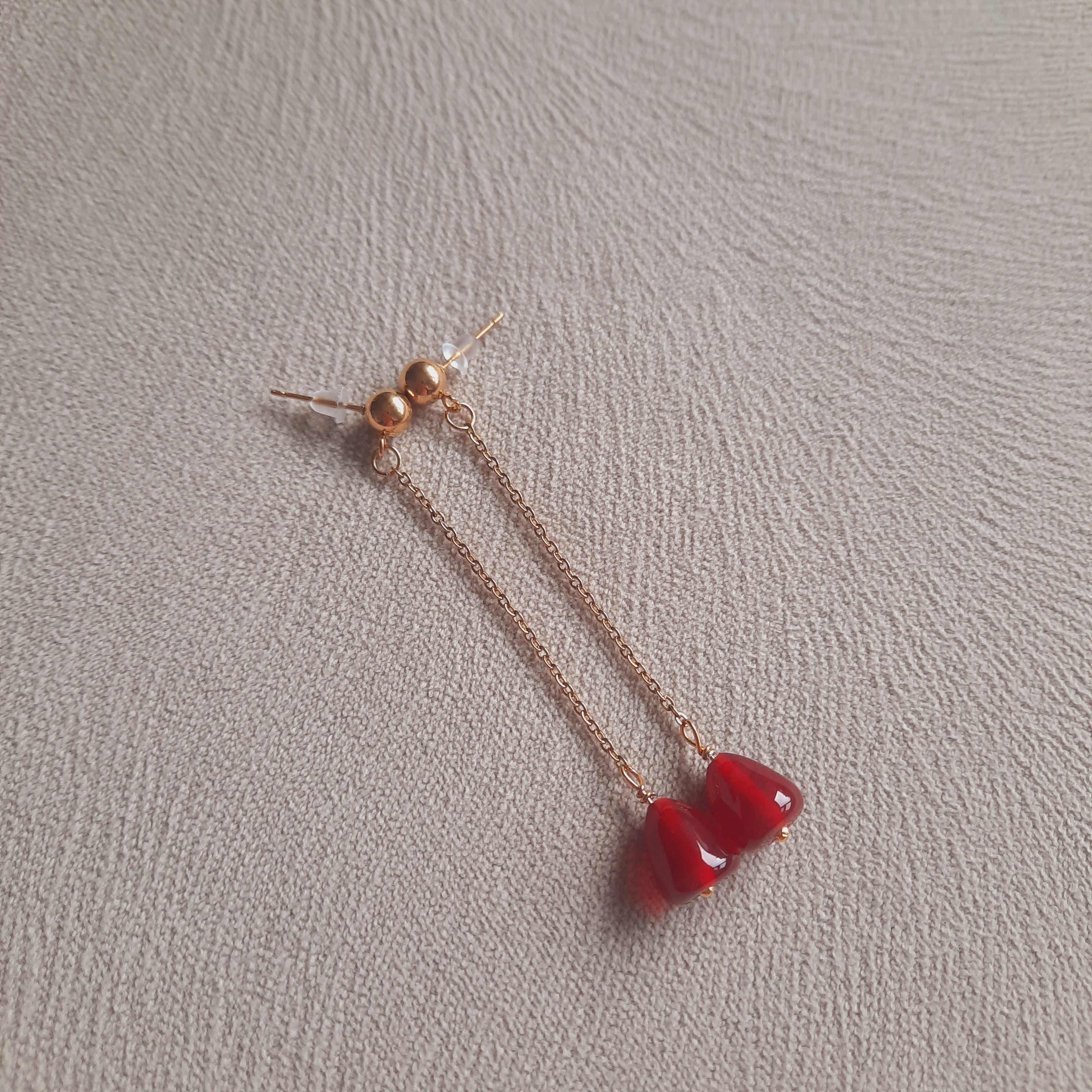 Uzun Zincirli Murano Nar  Paslanmaz Çelik Küpe