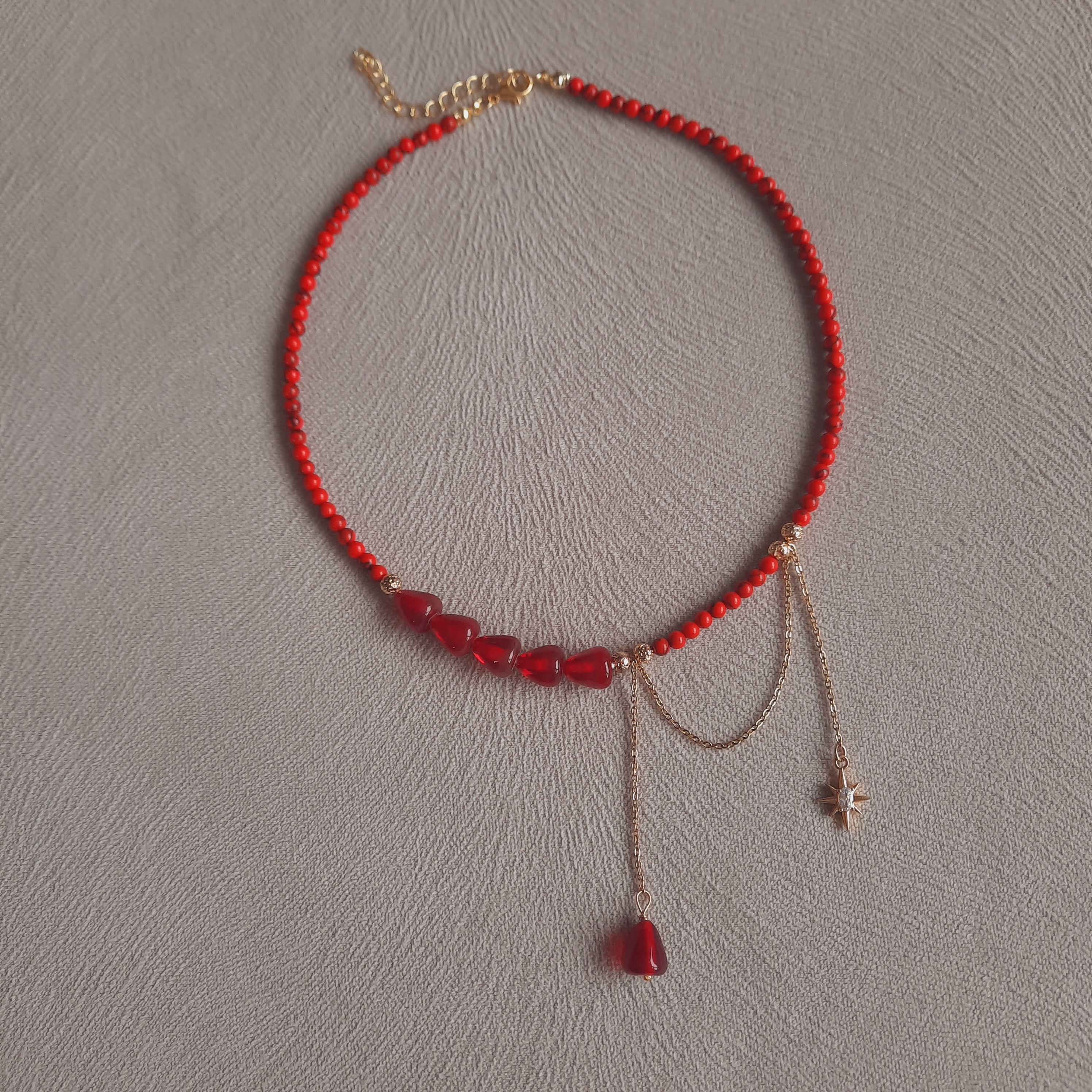 Mercan Murano Nar Özel Tasarım  Gotik Kolye Ve Küpe