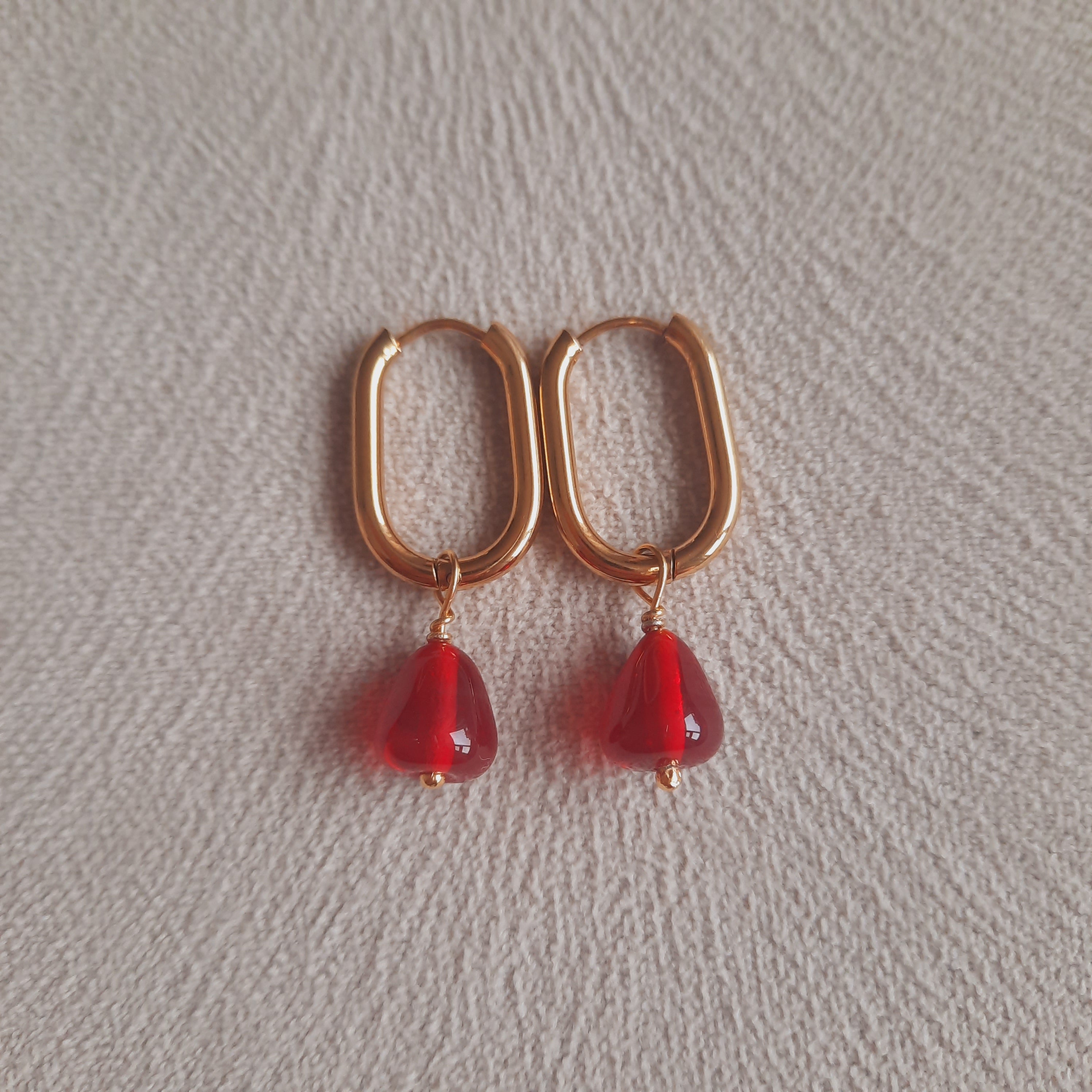 Dikdörtgen Nar Halka Küpe