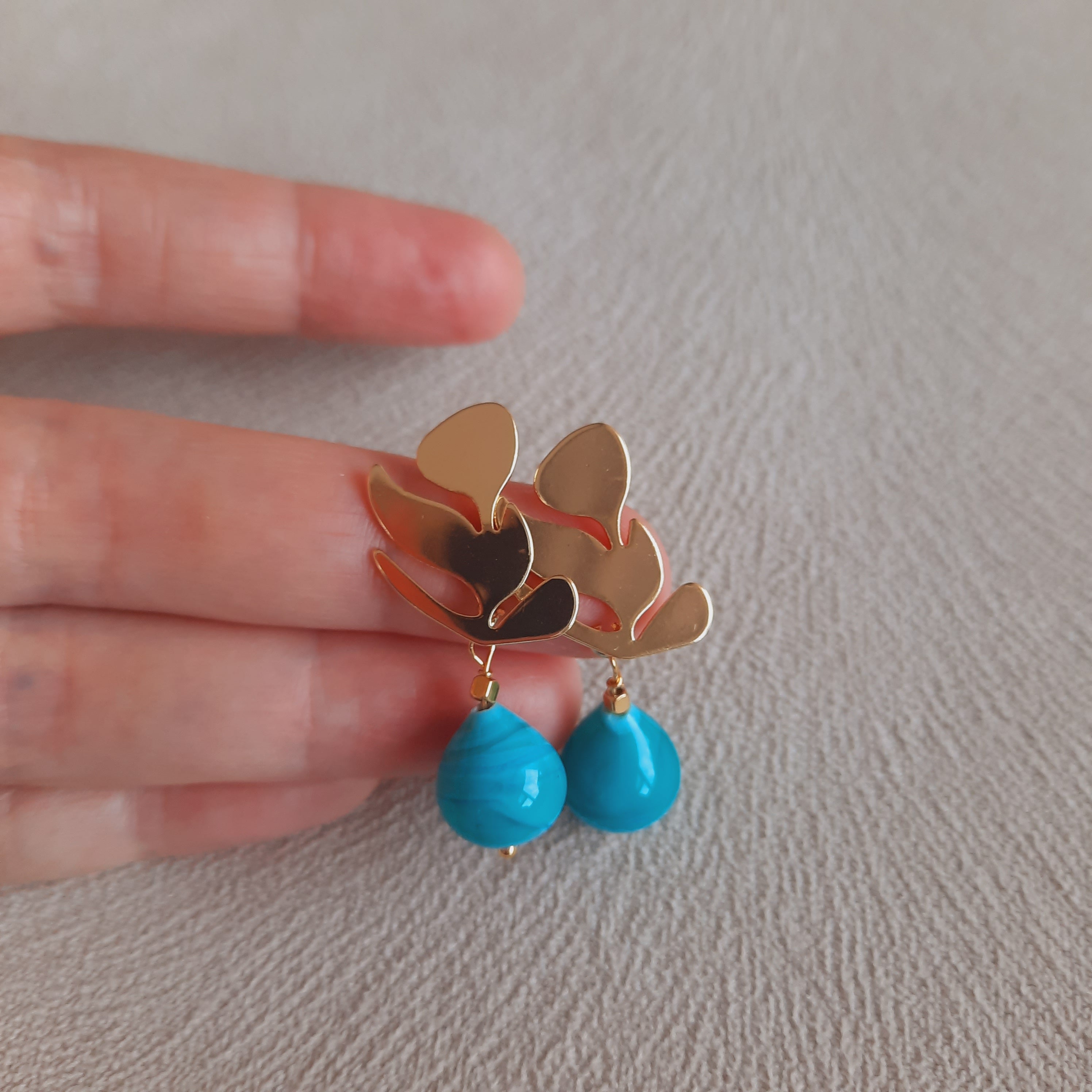 Altın Kaplama Turkuaz Damla Küpe