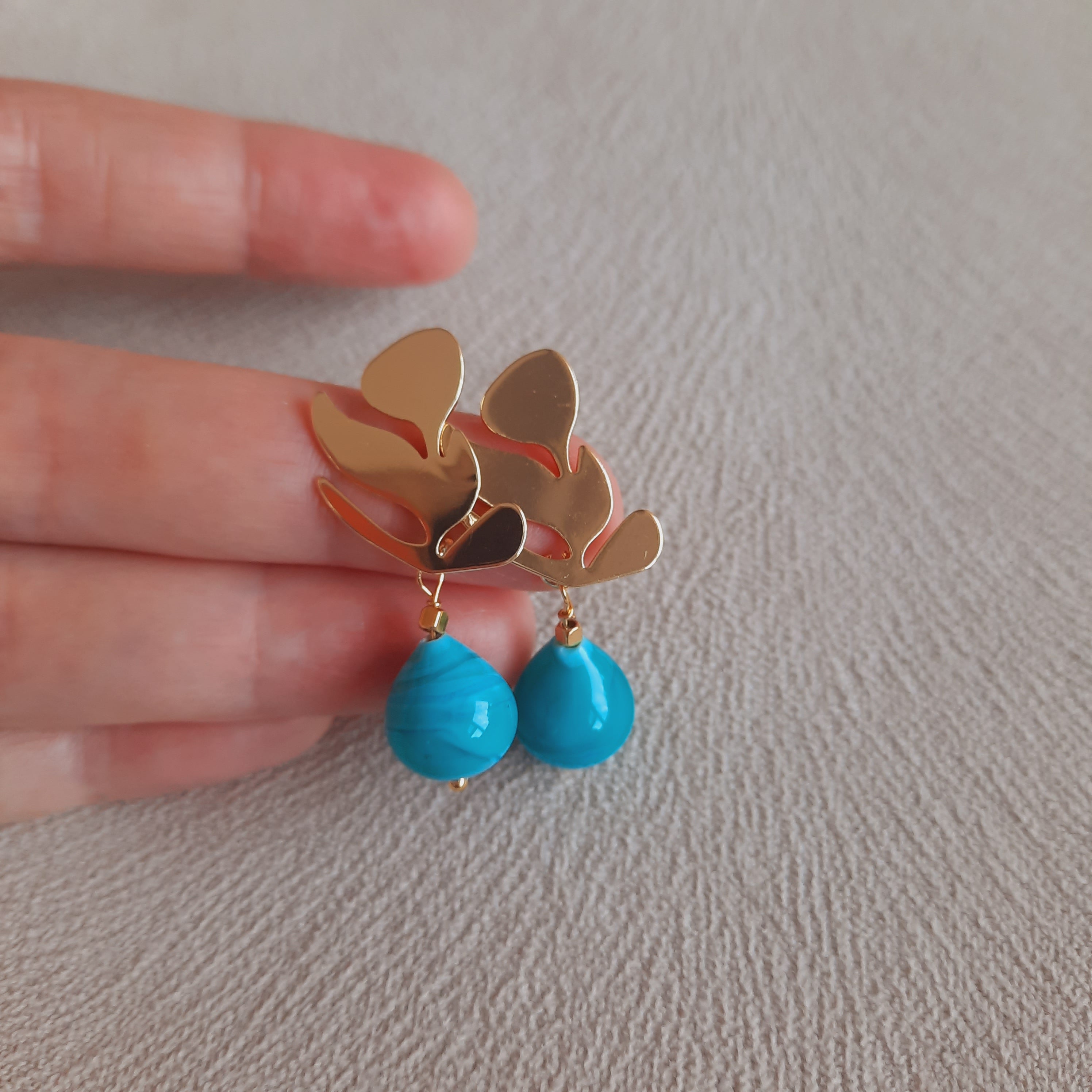 Altın Kaplama Turkuaz Damla Küpe