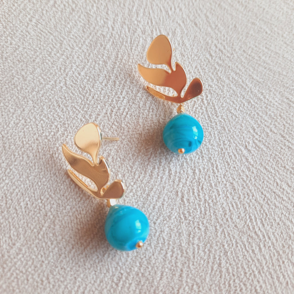 Altın Kaplama Turkuaz Damla Küpe