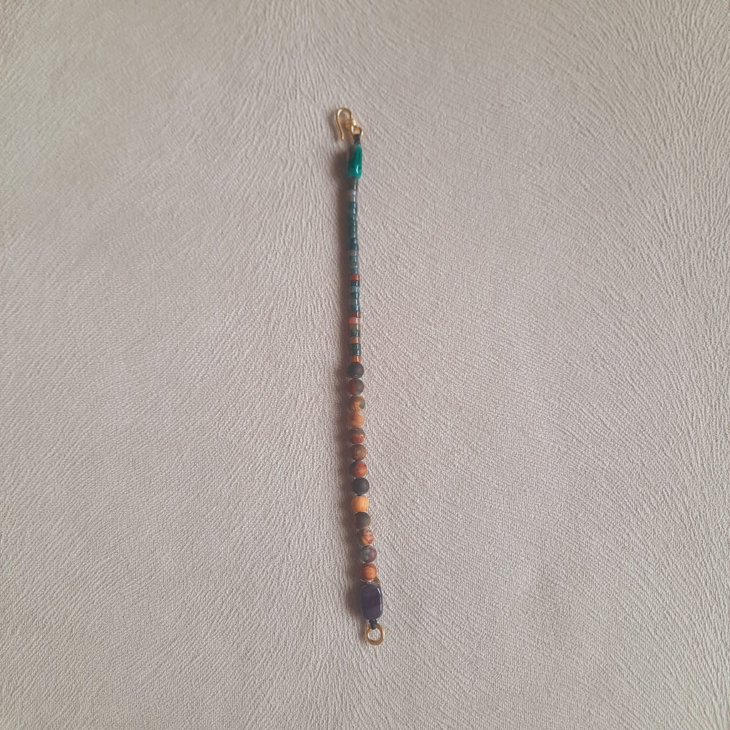 Rodanit - Mat Doğal Taş Murano Boncuklu Unisex Bileklik