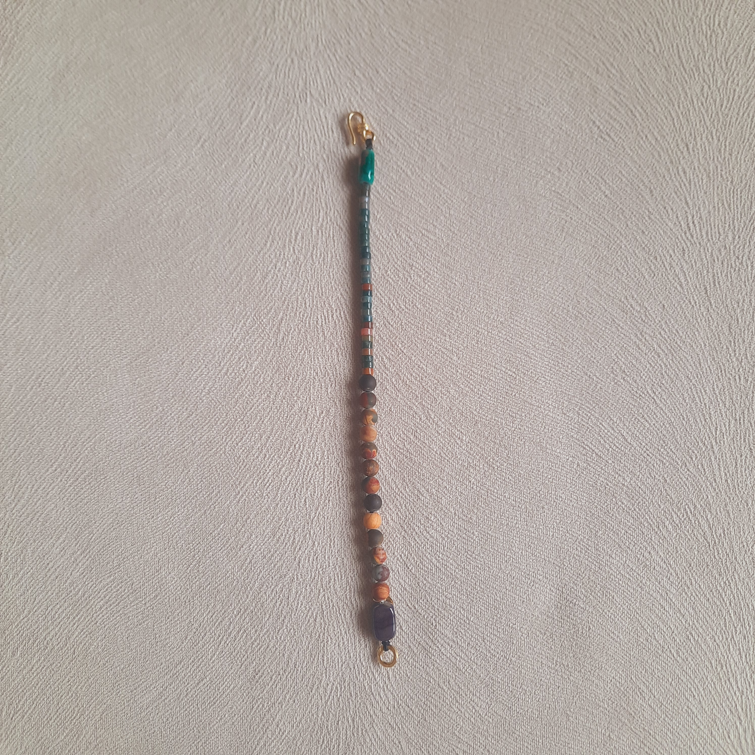 Rodanit - Mat Doğal Taş Murano Boncuklu Unisex Bileklik