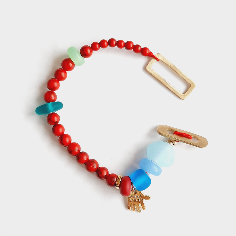 Eskitme Cam Mercan Özel Tasarım Bileklik