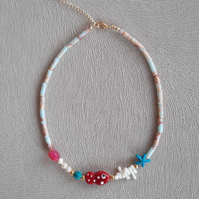 Doğal Taş Murano Balık Kolye