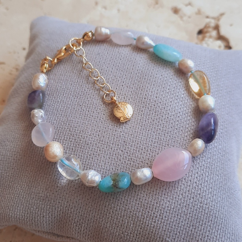 Çakra İnci Doğaltaş Murano Bileklik