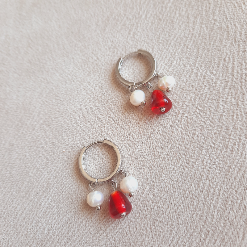 İncili Murano Nar Halka Küpe