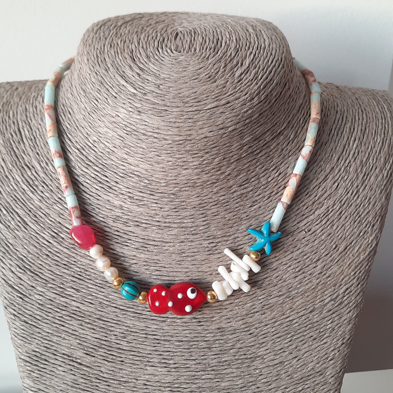 Doğal Taş Murano Balık Kolye