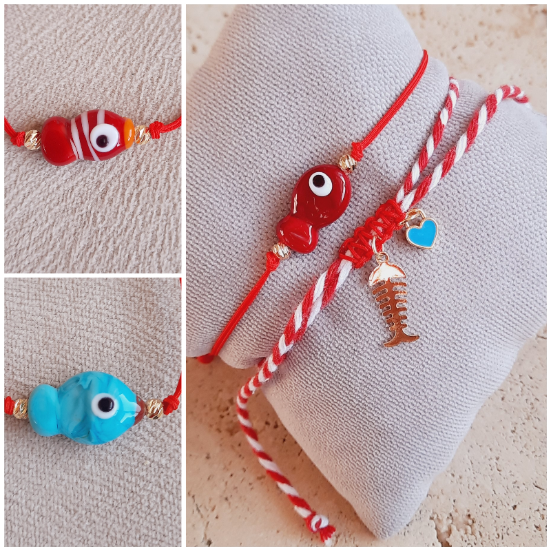 Balıklı Cam Boncuk İkili Kombin Marteniçka